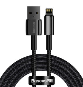 Baseus Καλώδιο USB σε Lightning Tungsten Gold 2.4A 2m (Mαύρο)