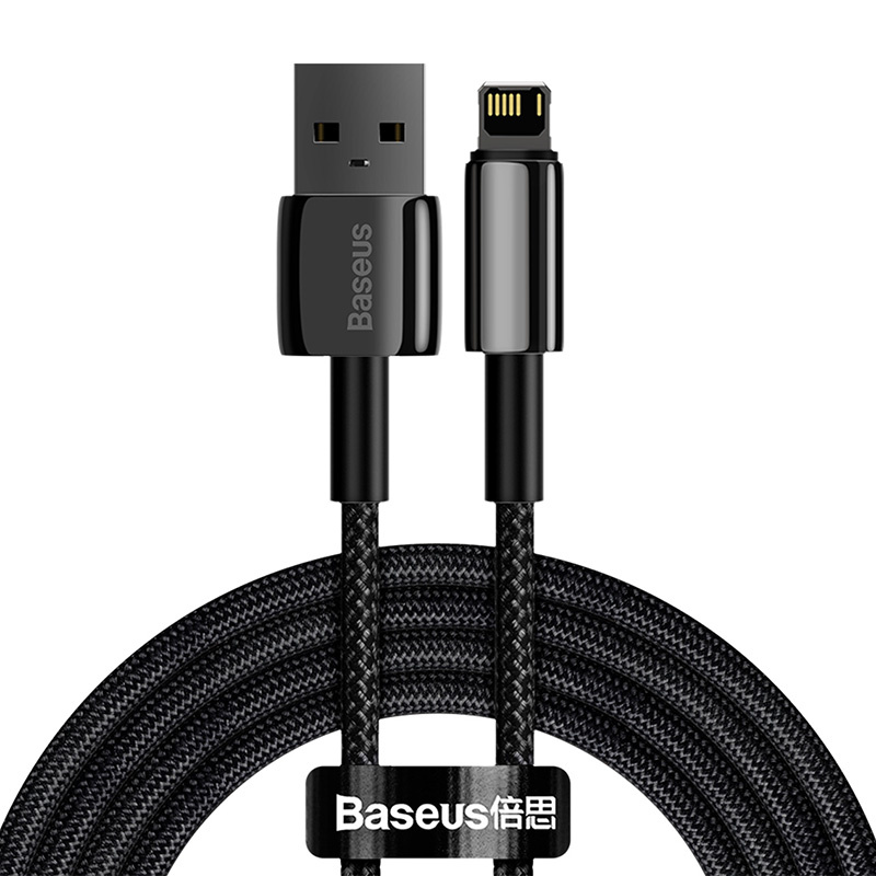 Baseus Καλώδιο USB σε Lightning Tungsten Gold 2.4A 2m (Mαύρο)