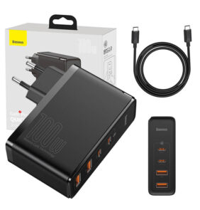 Baseus Φορτιστής Ταξιδιού GaN2 Pro Quick 2xUSB + 2xUSB-C 100W EU (Μαύρο)