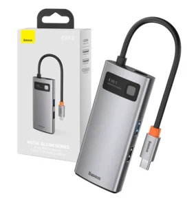 Baseus Docking Station 4σε1 Metal Gleam Series, USB-C σε USB 3.0 + USB 2.0 + HDMI + USB-C PD (Ασημί)