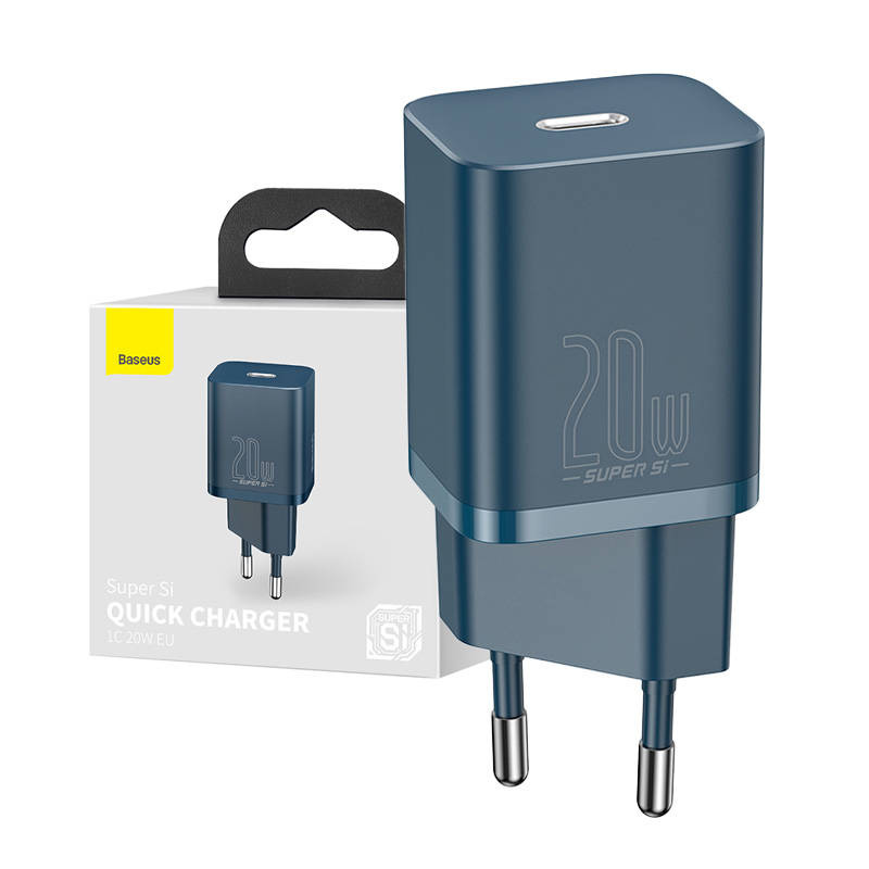 Baseus Γρήγορος Φορτιστής Super Si 1C 20W (Μπλε)