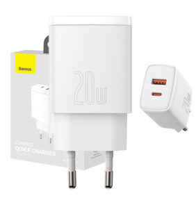 Baseus Φορτιστής Compact Quick Charger USB, USB-C 20W (Λευκό)