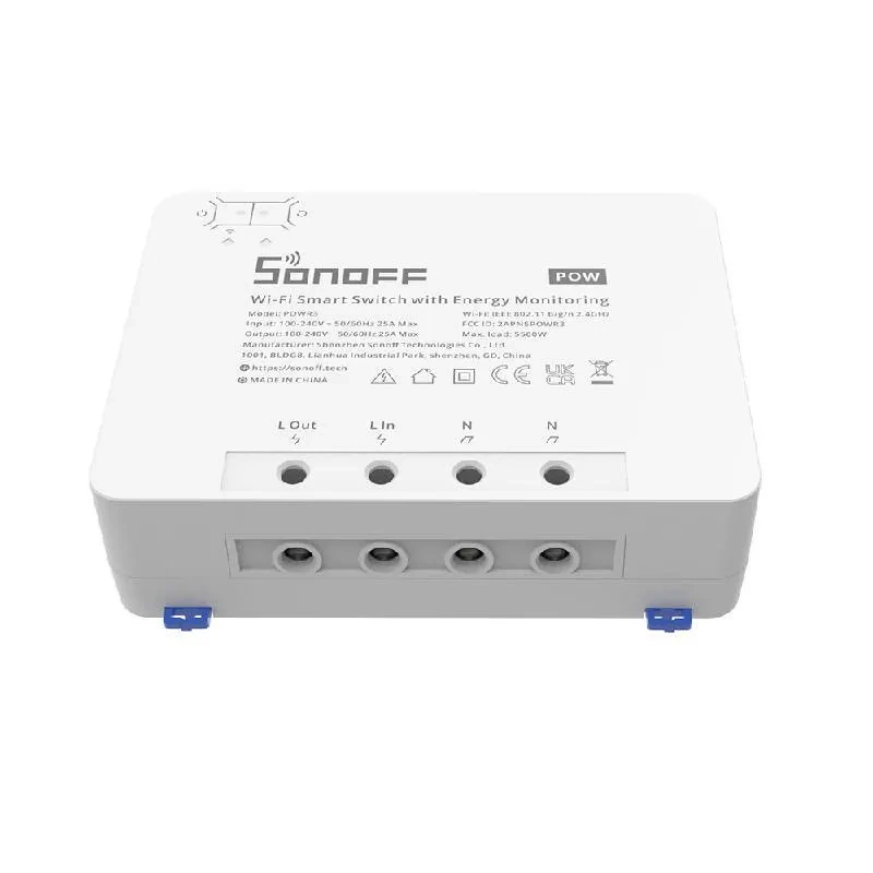 Sonoff Έξυπνος Ενδιάμεσος Διακόπτης WiFi με Παρακολούθηση Ενέργειας POWR3 (25A/5500W) (Λευκό)