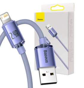 Baseus Καλώδιο USB σε Lightning Crystal Shine, 2.4A, 2m (Μοβ)