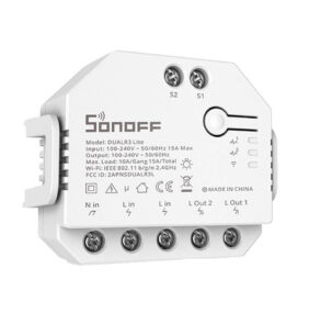Sonoff Έξυπνος Ενδιάμεσος Διακόπτης WiFi Dual R3 Lite (Λευκό)