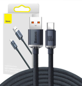 Baseus Καλώδιο USB σε USB-C Crystal Shine, 100W, 2m (Μαύρο)