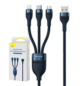 Baseus Καλώδιο USB 3σε1 Flash Series, USB-C+MicroUSB+Lightning, 100W, 1.2m (Μπλε)