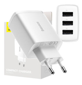 Baseus Γρήγορος Φορτιστής 3xUSB 17W (Λευκό)