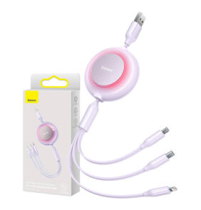 Baseus Καλώδιο USB 3σε1 για MicroUSB/USB-C/Lightning Bright Mirror 2, 3.5A 1.1m (Λιλά)