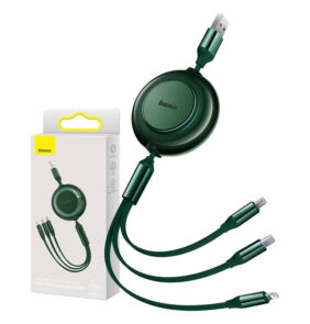Baseus Καλώδιο USB 3σε1 για MicroUSB/USB-C/Lightning Bright Mirror 2, 3.5A 1.1m (Πράσινο)