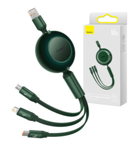 Baseus Καλώδιο USB 3σε1 για MicroUSB/USB-C/Lightning Bright Mirror 3, 66W/2A 1.1m (Πράσινο)