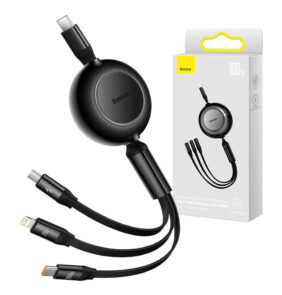 Baseus Καλώδιο USB 3σε1 για MicroUSB/USB-C/Lightning Bright Mirror 4, 100W/3.5A 1.1m (Μαύρο)
