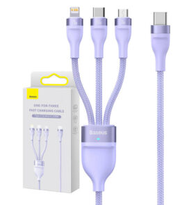 Baseus Καλώδιο USB 3σε1 Flash Series 2, USB-C/MicroUSB/Lightning, 100W, 1.5m (Λιλά)