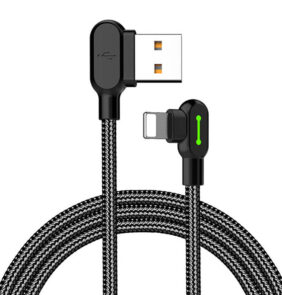 Angle USB Lightning Cable Mcdodo CA-4671 LED, 1.2m (Black)