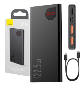 Baseus Powerbank Adaman Metal 10000mAh, 2xUSB, USB-C, Lightning, Micro USB 22.5W (Μαύρο)