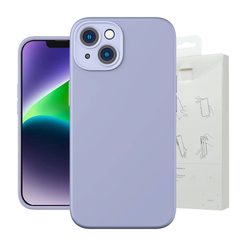 Baseus Θήκη Liquid Silica Gel και Προστατευτικό Οθόνης Tempered Glass για iPhone 14 Plus (Μοβ)