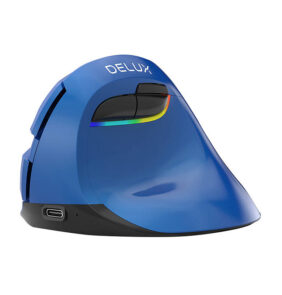 Wireless Vertical Mouse Delux M618Mini BT4.0 + 2.4Ghz 4000DPI RGB (blue)