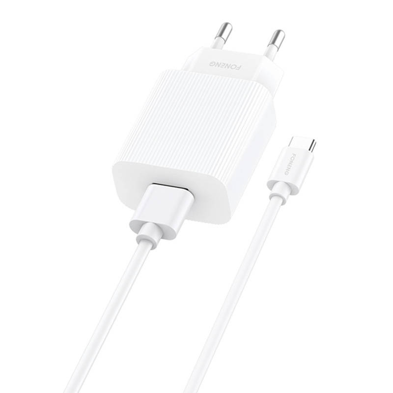 Fast charger Foneng 1x USB EU28 12W QC 3.0+ USB Type C cable