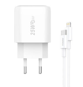 Fast charger Foneng 1x USB EU40 25W + USB C to Lightning cable