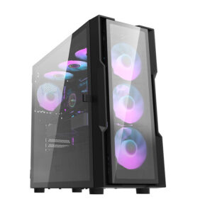 Darkflash DK431 Γυάλινη θήκη υπολογιστή (μαύρη) + 4 ανεμιστήρες RGB