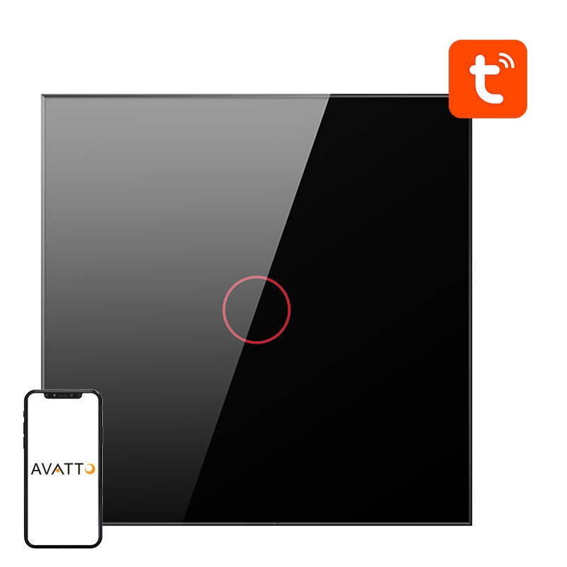 Avatto Έξυπνος Διακόπτης Χωνευτός ZigBee ZTS02-EU-B1 (1 κουμπί) TUYA (Μαύρο)