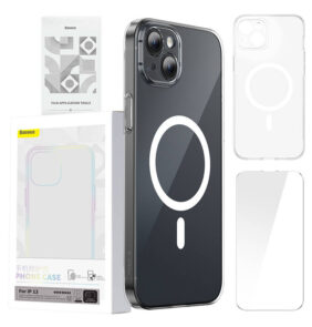 Baseus Μαγνητική Θήκη Magnetic Crystal Clear για iPhone 13 + Προστατευτικό Οθόνης Tempered Glass (Διαφανές)