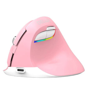 Wireless Vertical Mouse Delux M618Mini DB BT+2.4G 2400DPI (pink)