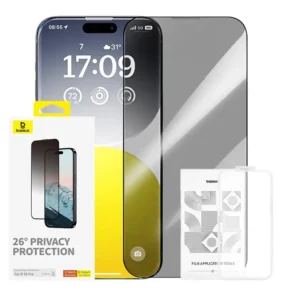 Baseus Προστατευτικό Οθόνης Tempered Glass Diamond με Φίλτρο Ιδιωτικότητας για iPhone 15 Pro (Διαφανές)