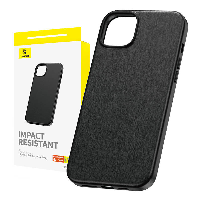 Baseus Θήκη Τηλεφώνου Fauxther Series για iPhone 15 Plus (Μαύρο)
