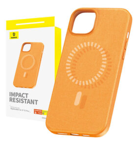 Baseus Μαγνητική Θήκη Τηλεφώνου Fauxther Series για iPhone 15 Plus (Πορτοκαλί)