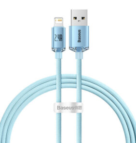 USB cable for iP Baseus Crystal Shine, 2.4A, 1.2m (blue)