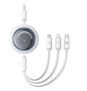3-in-1 Baseus Free2Draw USB to M+L+C 100W cable, 1.1 m (white)