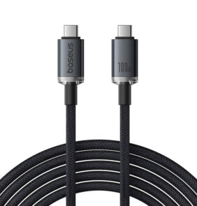 Fast Charging Cable Baseus Crystal Shine USB-C to USB-C 100W, 1,5m, 20Gb (black)