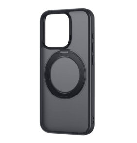 Phone Case with Stand Baseus SkyRing 360° for iP 15 +tempered-glass and cleaning kit (black)