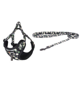 Dog set Dogness harness and leash (Daisy Black)