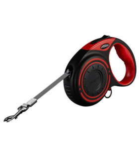 Automatic dog leash with LED light and waste bags Dogness (red)