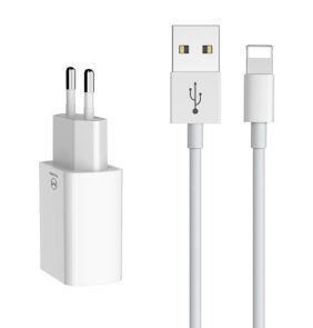 Duální USB nabíječka Mcdodo CH-6720 (EU) Lightning 1m Cestovní sada (bílá)