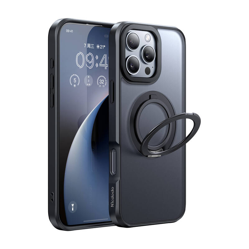 McDodo PC-4933 MagSafe Case for iPhone 16 Pro Max with stand (black)