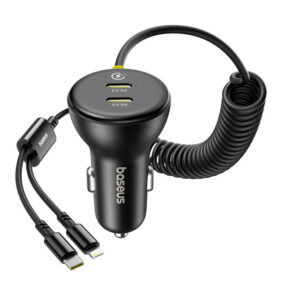 Car Charger 60W Baseus USB-C+Lightning Cable (Black)
