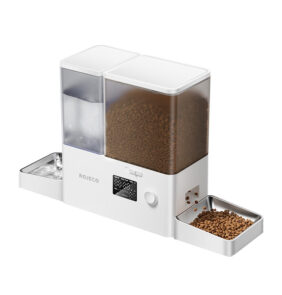 Rojeco 2 in 1 Pet Water Fountain 3.5L & Feeder 5L Button Verson (white)