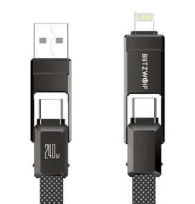 Cable USB 4in1 Blitzwolf BW-HDC7 USB+C+Lightning 240W 1,2m (black)