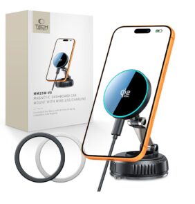 TECH-PROTECT V8 MAGNETIC MAGSAFE WINDSHIELD & DASHBOARD CAR MOUNT WIRELESS CHARGER 25W QI2.2 BLACK