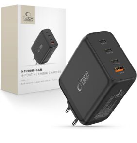 TECH-PROTECT NC200W-GAN 4-PORT NETWORK CHARGER PD 200W / QC3.0 BLACK
