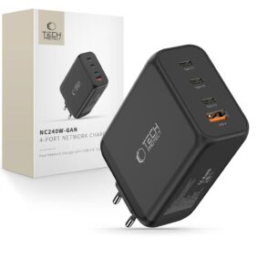 TECH-PROTECT NC240W-GAN 4-PORT NETWORK CHARGER PD 240W / QC3.0 BLACK