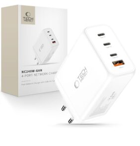 TECH-PROTECT NC240W-GAN 4-PORT NETWORK CHARGER PD 240W / QC3.0 WHITE