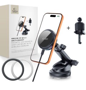TECH-PROTECT V9 ARCTICBOOST MAGNETIC MAGSAFE DASHBOARD & VENT CAR MOUNT WIRELESS CHARGER 25W QI2.2 BLACK