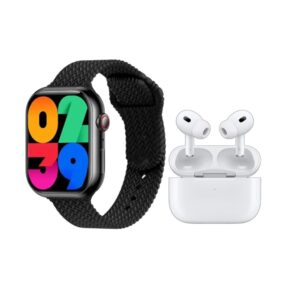 Σετ Smartwatch με ασύρματα ακουστικά Bluetooth & 7 λουράκια - KW55 MAX - 750360 - Gold