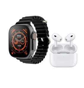 Σετ Smartwatch με ασύρματα ακουστικά Bluetooth & 7 λουράκια - T1000 UItra Max - 814123 - Black