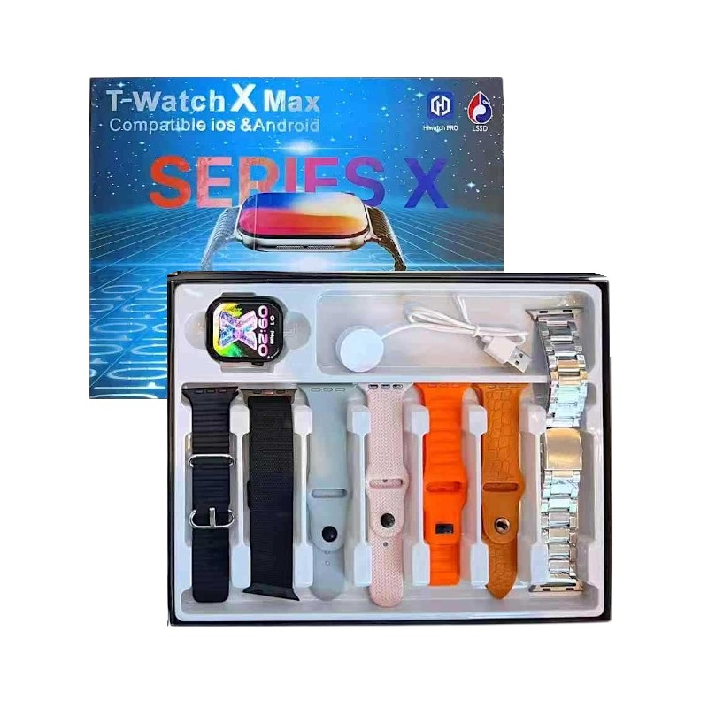 Σετ Smartwatch με 7 λουράκια - T-Watch X Max - 814178 - Black