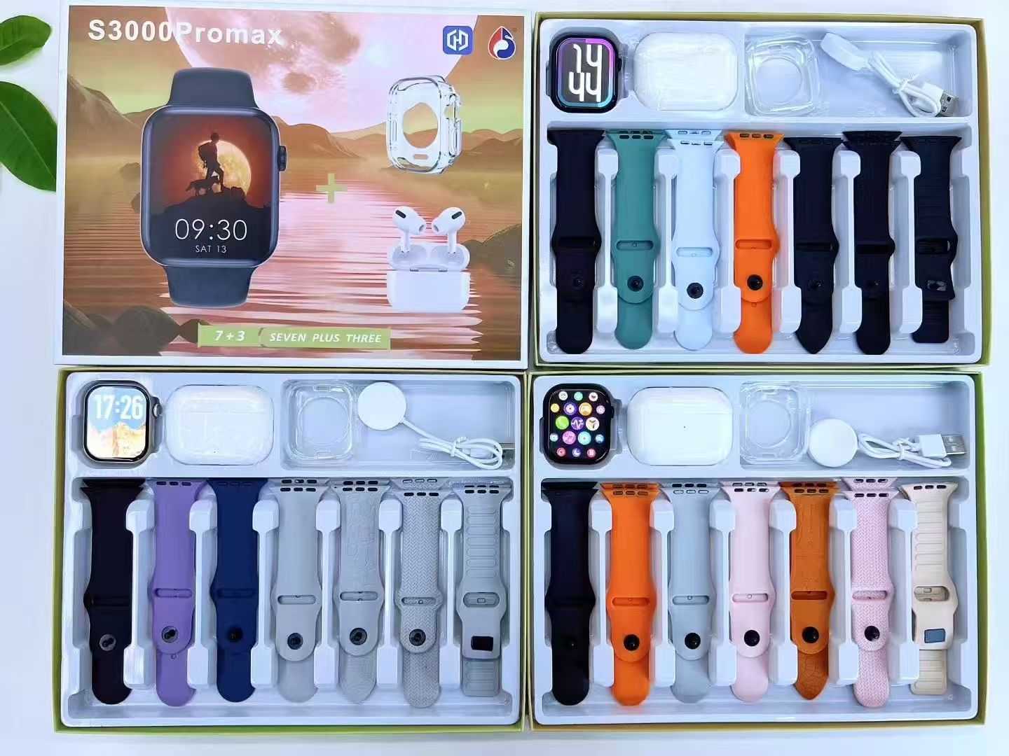 Σετ Smartwatch με ασύρματα ακουστικά Bluetooth & 7 λουράκια - S3000 Pro Max - 814093 - Orange - Image 2